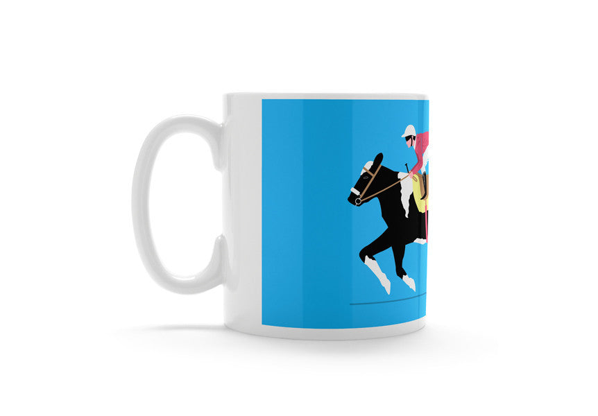 Cow & Jockey - Horse Racing Mug (Blue)