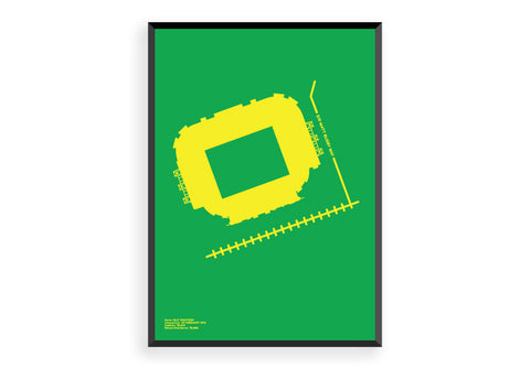Old Trafford (Green & Gold) - Manchester United Art, Print, Poster, Gift