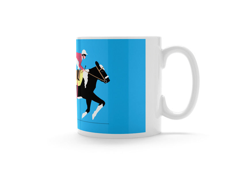 Cow & Jockey - Horse Racing Mug (Blue)