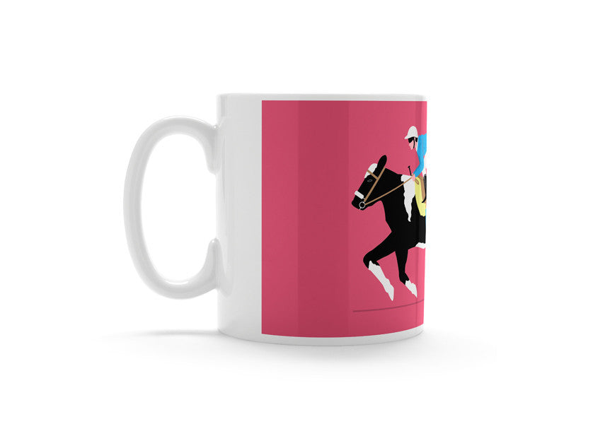Cow & Jockey - Horse Racing Mug (Pink)